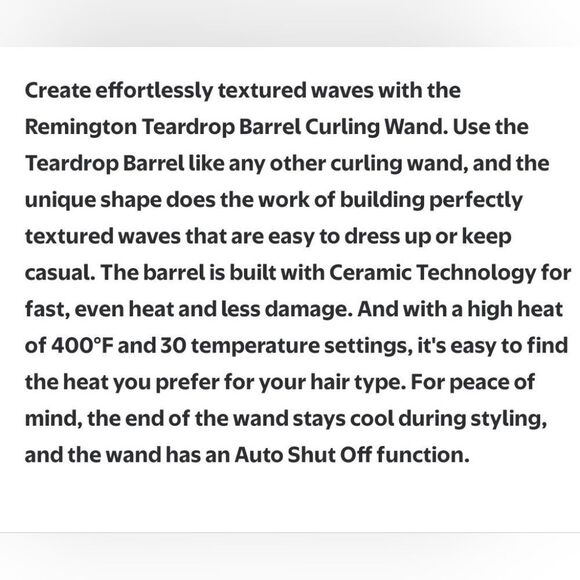 Remington 1 inch teardrop styling wand, create waves! - Picture 8 of 8